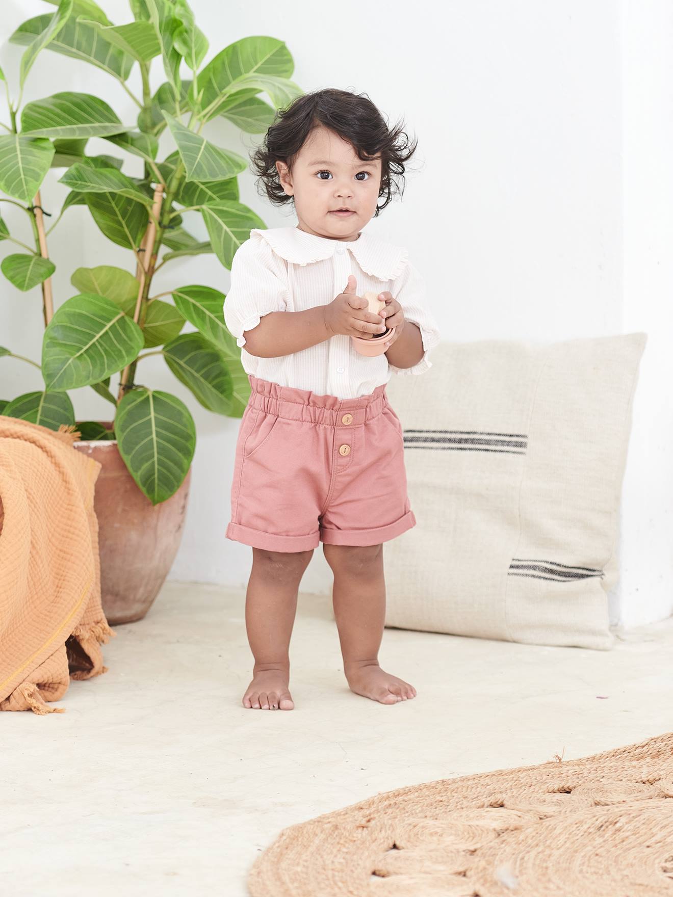 Short met elastische taille voor baby's rozenhout