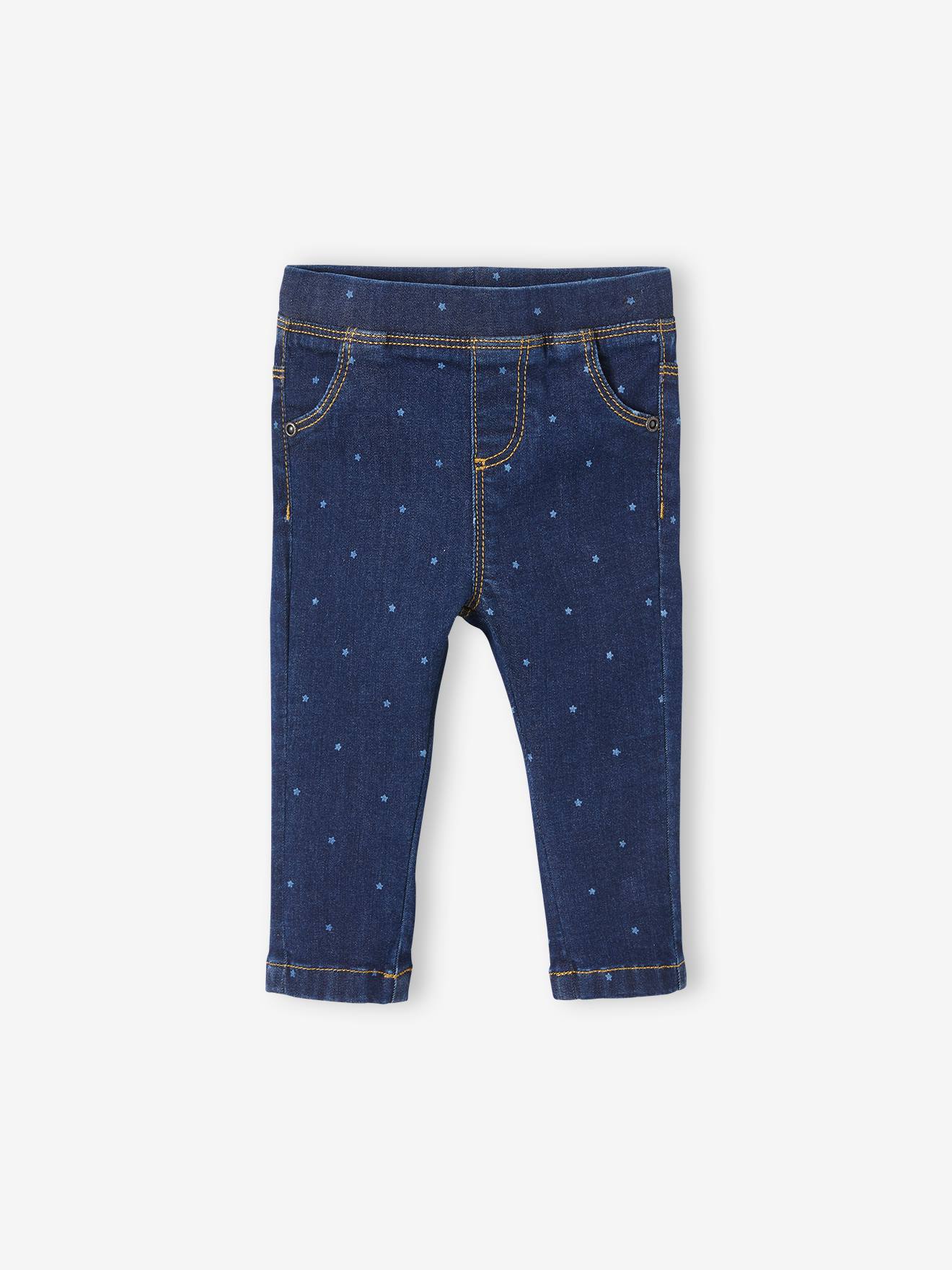 Treggig baby meisje van denim met print onbewerkt denim