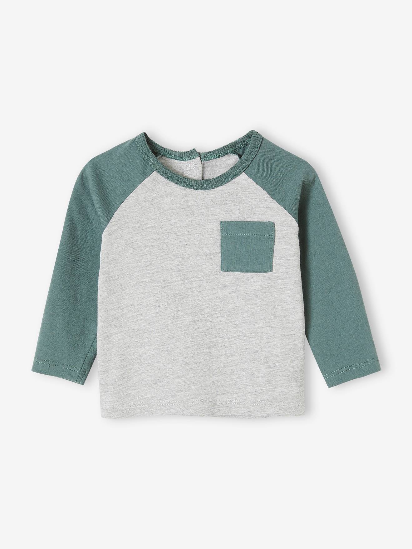 Baby colorblock T-shirt met raglanmouwen gechineerd lichtgrijs