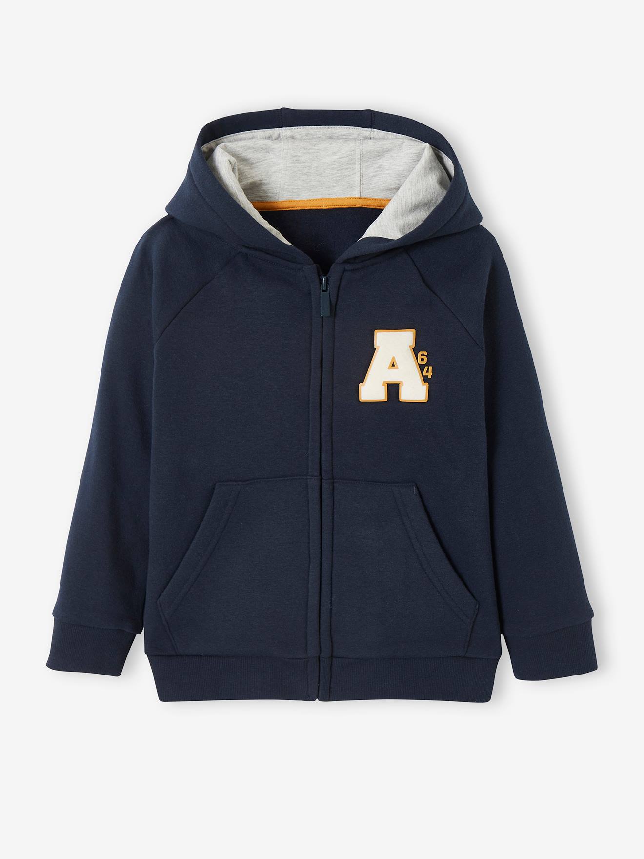 Hooded jongenssweatshirt met rits in college-stijl inkt