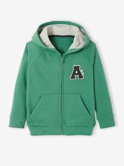 Jongens-Trui, vest, sweater-Sweater-Hooded jongenssweatshirt met rits in college-stijl