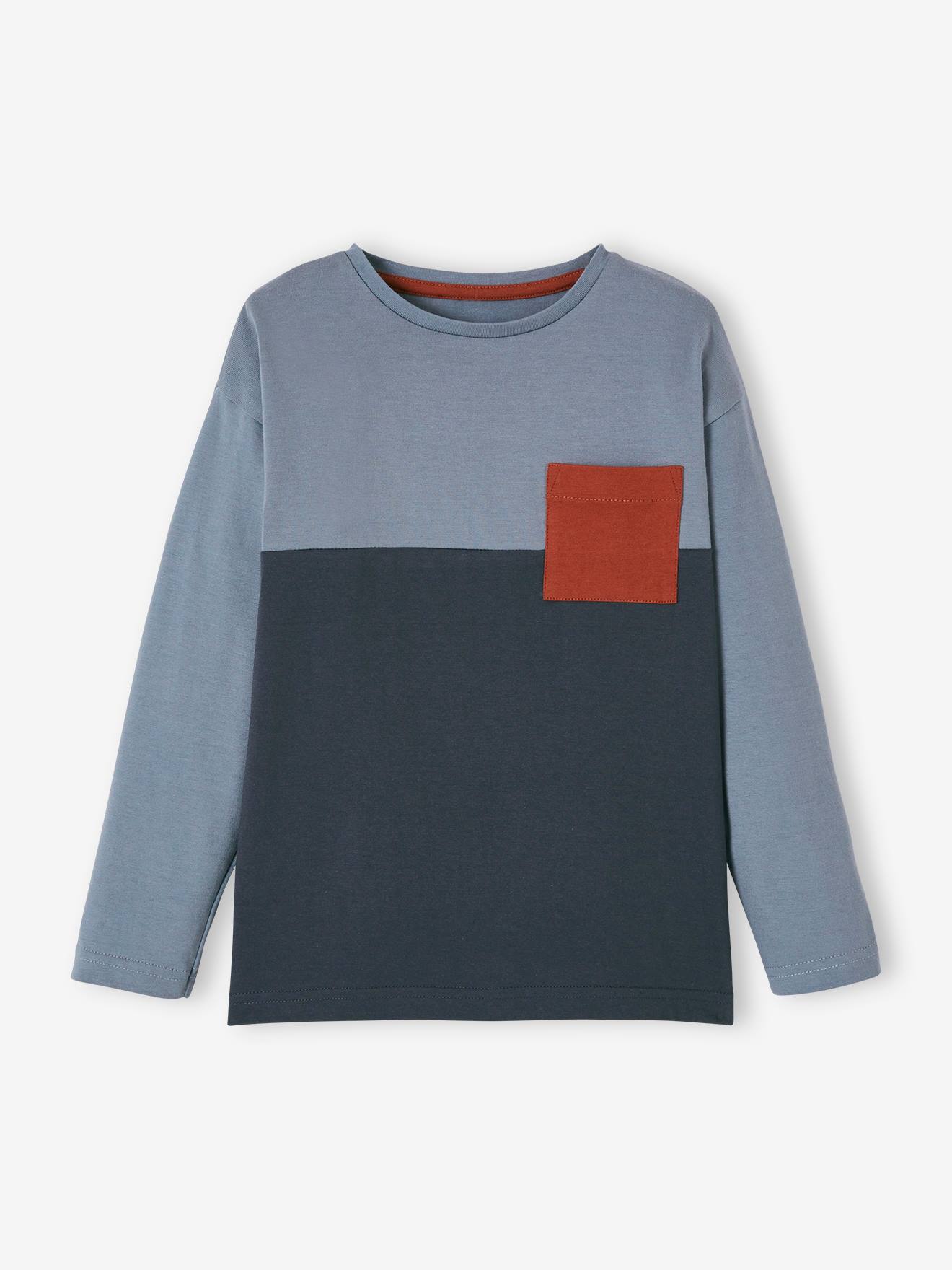 Colorblock jongensshirt blauw