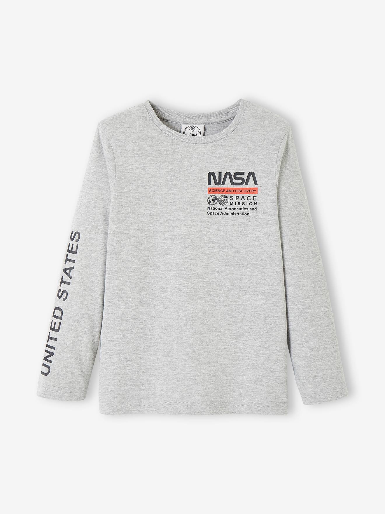 T-shirt jongens lange mouwen NASA® grijs gechineerd
