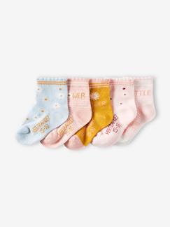 Baby-Sokken, kousen-Set van 5 paar meisjessokken met bloemen
