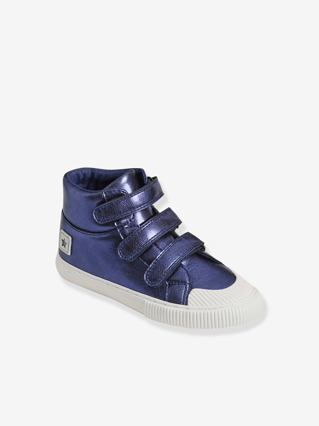 Klittenband halfhoge sneakers meisje metallic blauw