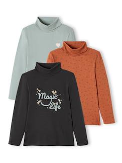 Meisje-T-shirt, souspull-Set van 3  t-shirts met rolkraag voor meisjes