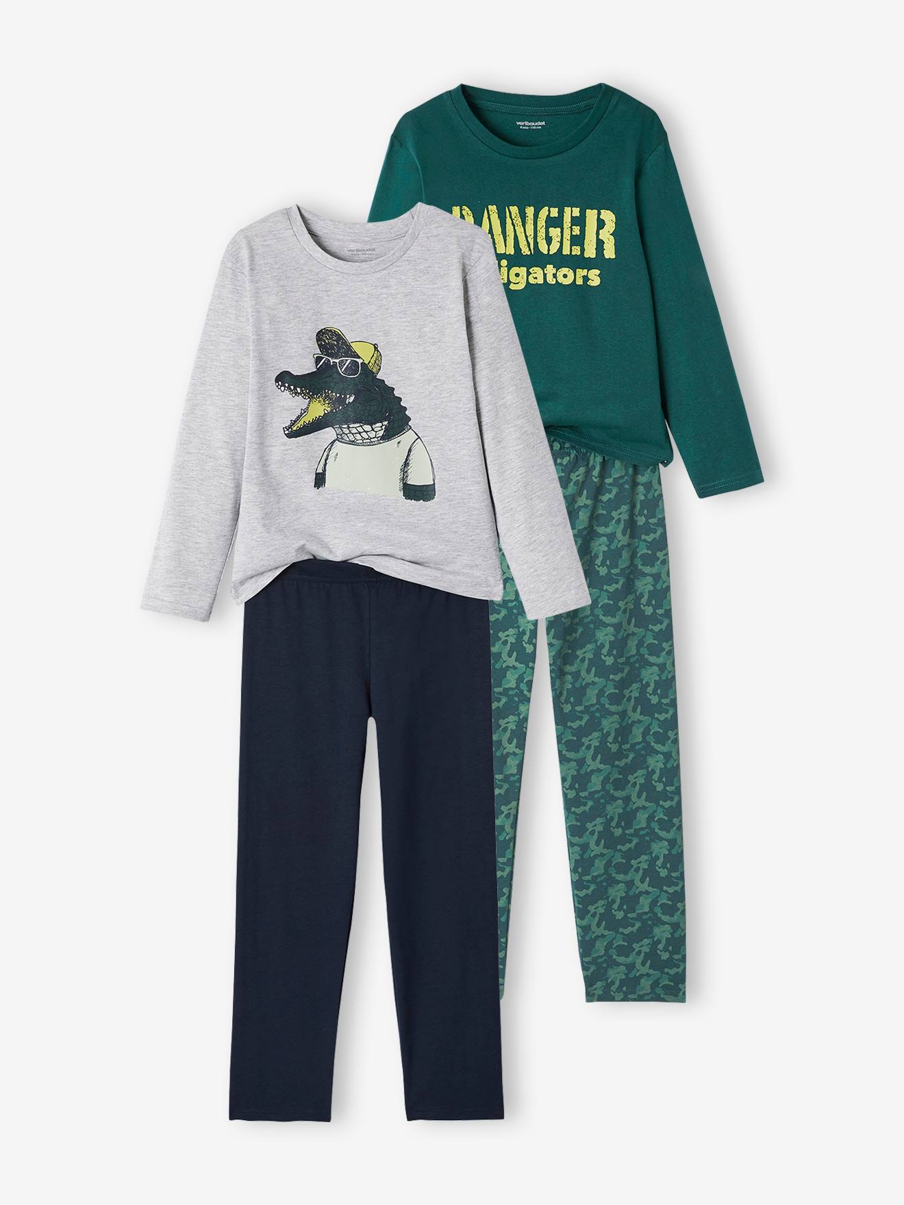 Set van 2 jongenspyjama's "alligator" set groen en grijs