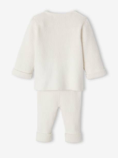 Set met shirt en broek voor baby's van tricot gechineerd lichtgrijs+leigrijs+saliegroen+wit - vertbaudet enfant 