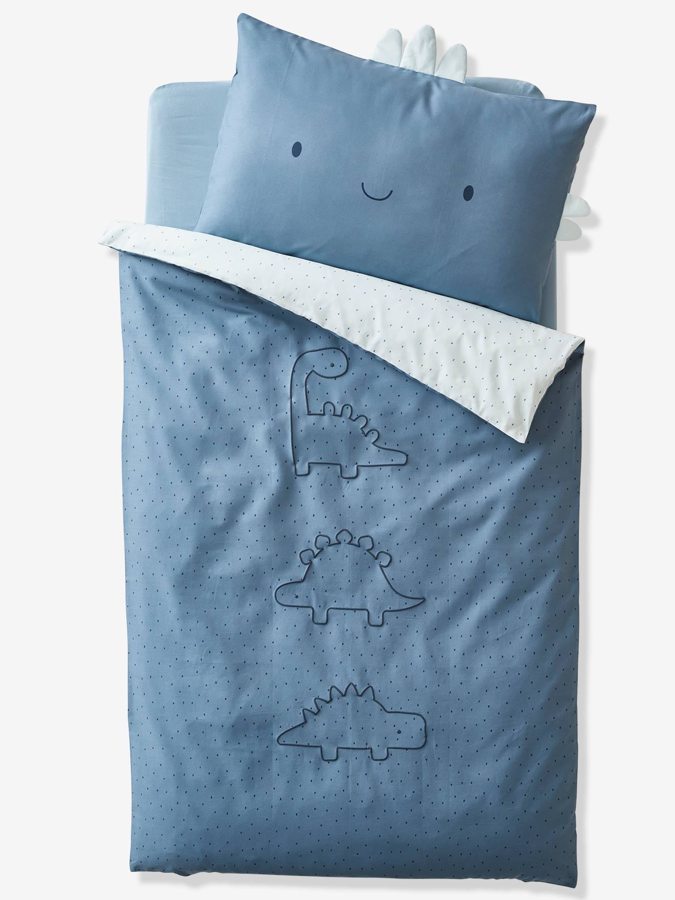 Omkeerbaar baby-dekbedovertrek KLEINE DINO Oeko-Tex¨ blauw afbeelding