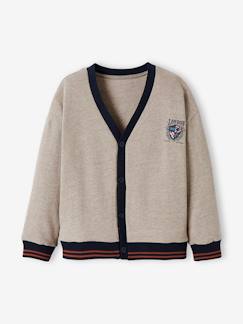Jongens-Trui, vest, sweater-Jongens fleece vest met borstprint