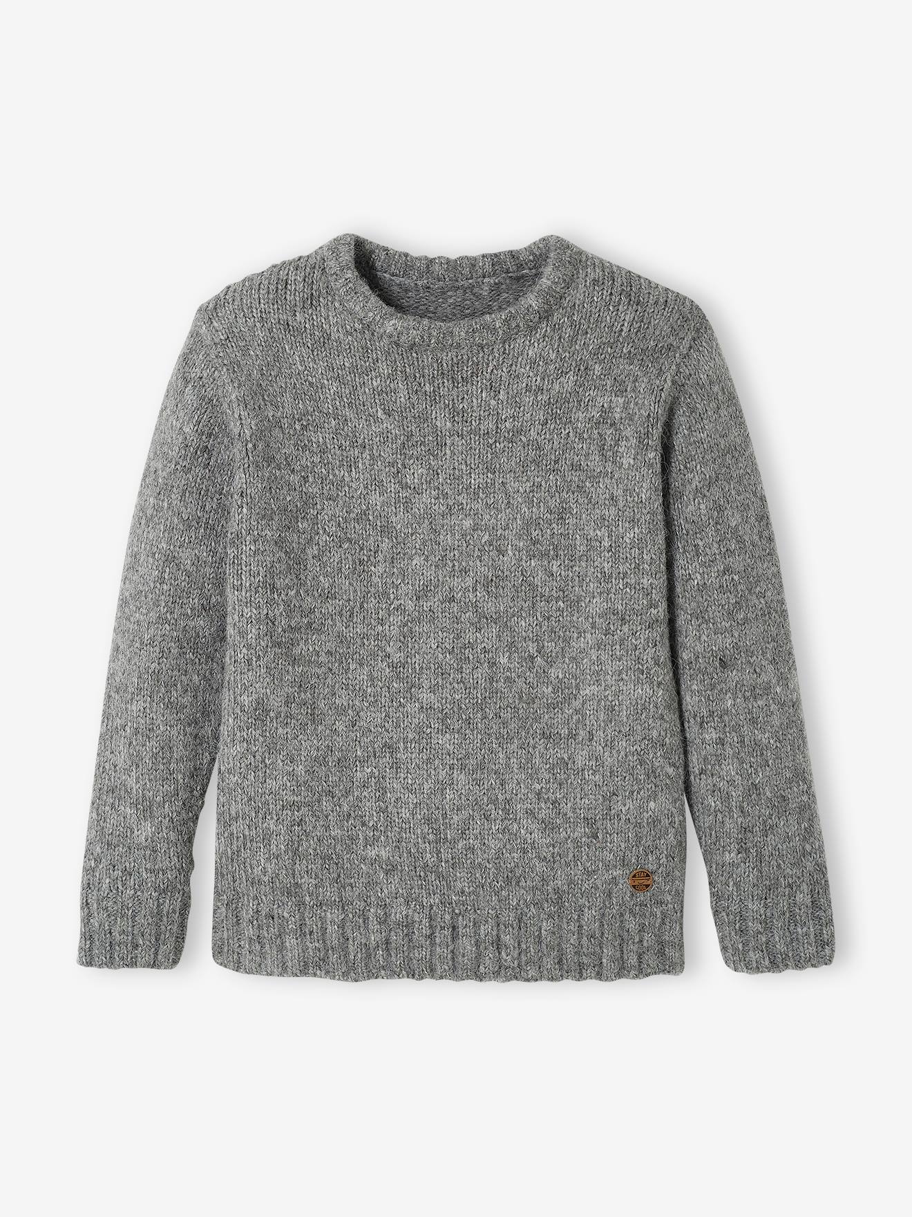 Jongenstrui van luchtig getwijnd tricot gemengd grijs net als de kleur