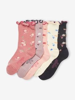 Meisje-Ondergoed-5 paar sokken met ruches en bloemen voor meisjes