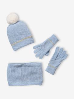 Meisje-Meisjesset met muts + snood + handschoenen in chenille