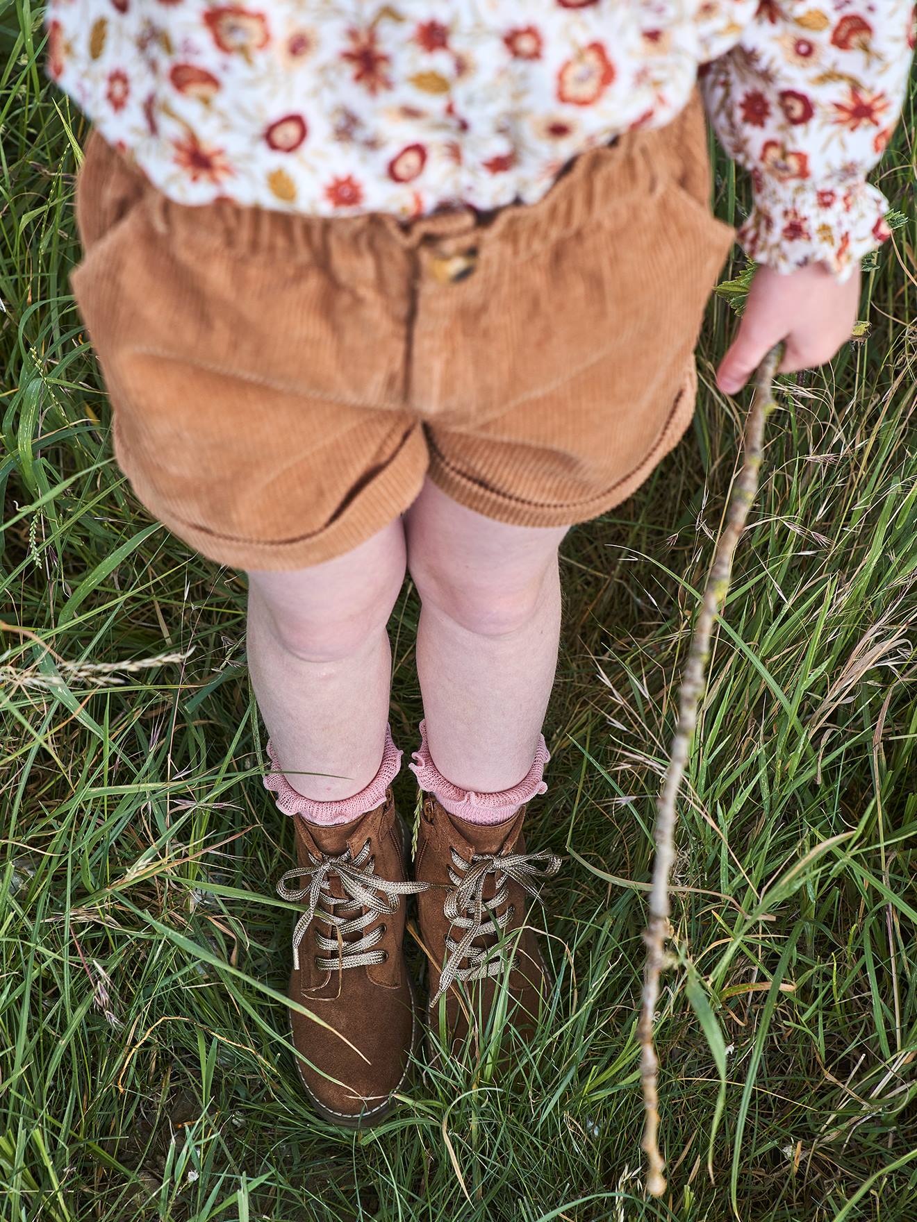 Leren veterlaarzen voor meisjes + rits - bruin, Schoenen