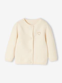 Baby-Trui, vest, sweater-Geborduurd babyvestje met gouden hartjes