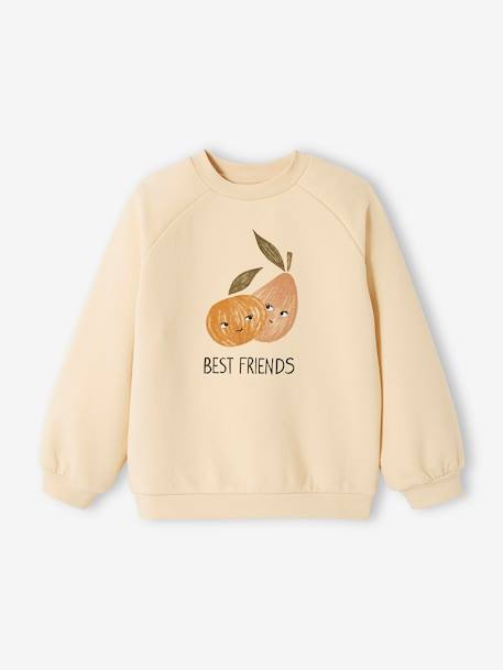 Sweater met naïef motief meisjes beige+currygeel - vertbaudet enfant 