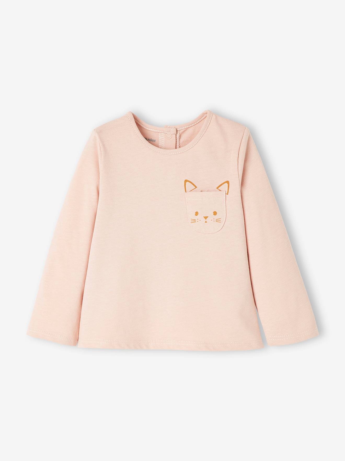 T-shirt babymeisje met lange mouwen grijsroze