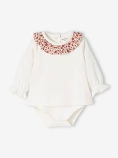 Baby-T-shirt, souspull-T-shirt-Babyrompertje met ruches aan de kraag en lange mouwen