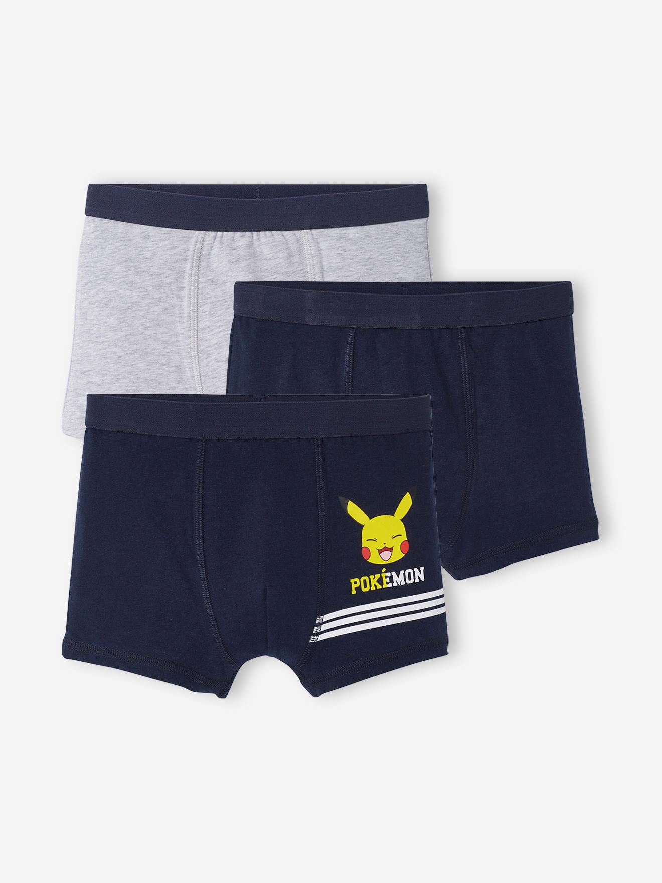 Set van 3 Pokémon® boxers marineblauw, grijs gechineerd