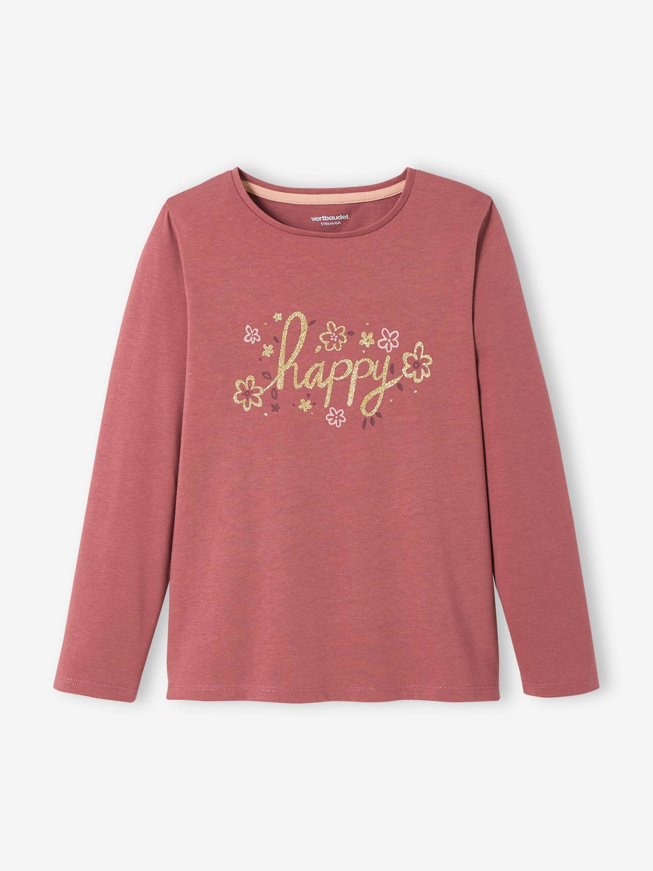T-shirt met tekst voor meisjes roze