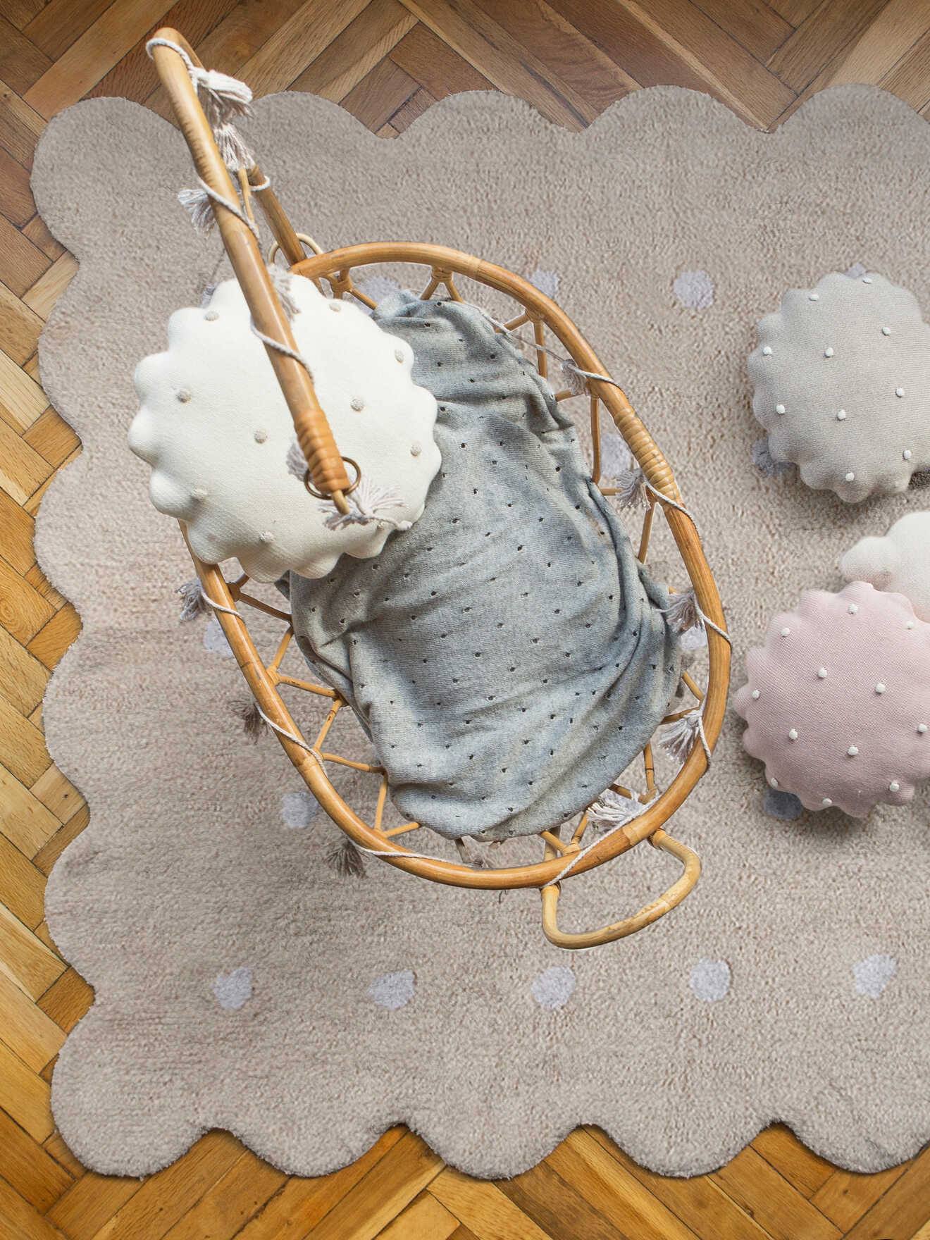 Wasbaar katoenen tapijt Koekje met stippen LORENA CANALS beige