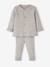 Set met shirt en broek voor baby's van tricot gechineerd lichtgrijs+leigrijs+saliegroen+wit - vertbaudet enfant 