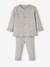 Set met shirt en broek voor baby's van tricot gechineerd lichtgrijs+leigrijs+wit - vertbaudet enfant 