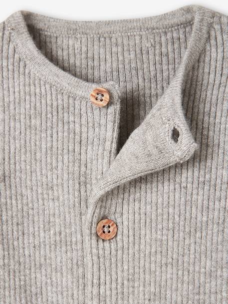 Set met shirt en broek voor baby's van tricot gechineerd lichtgrijs+leigrijs+saliegroen+wit - vertbaudet enfant 