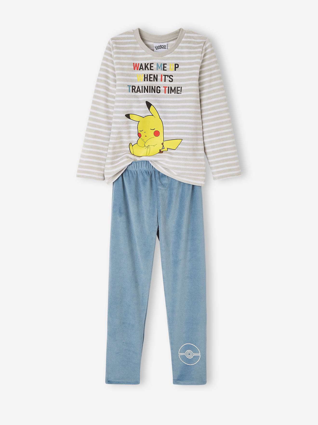 Fluwelen pyjama voor jongens Pokémon® grijs gestreept