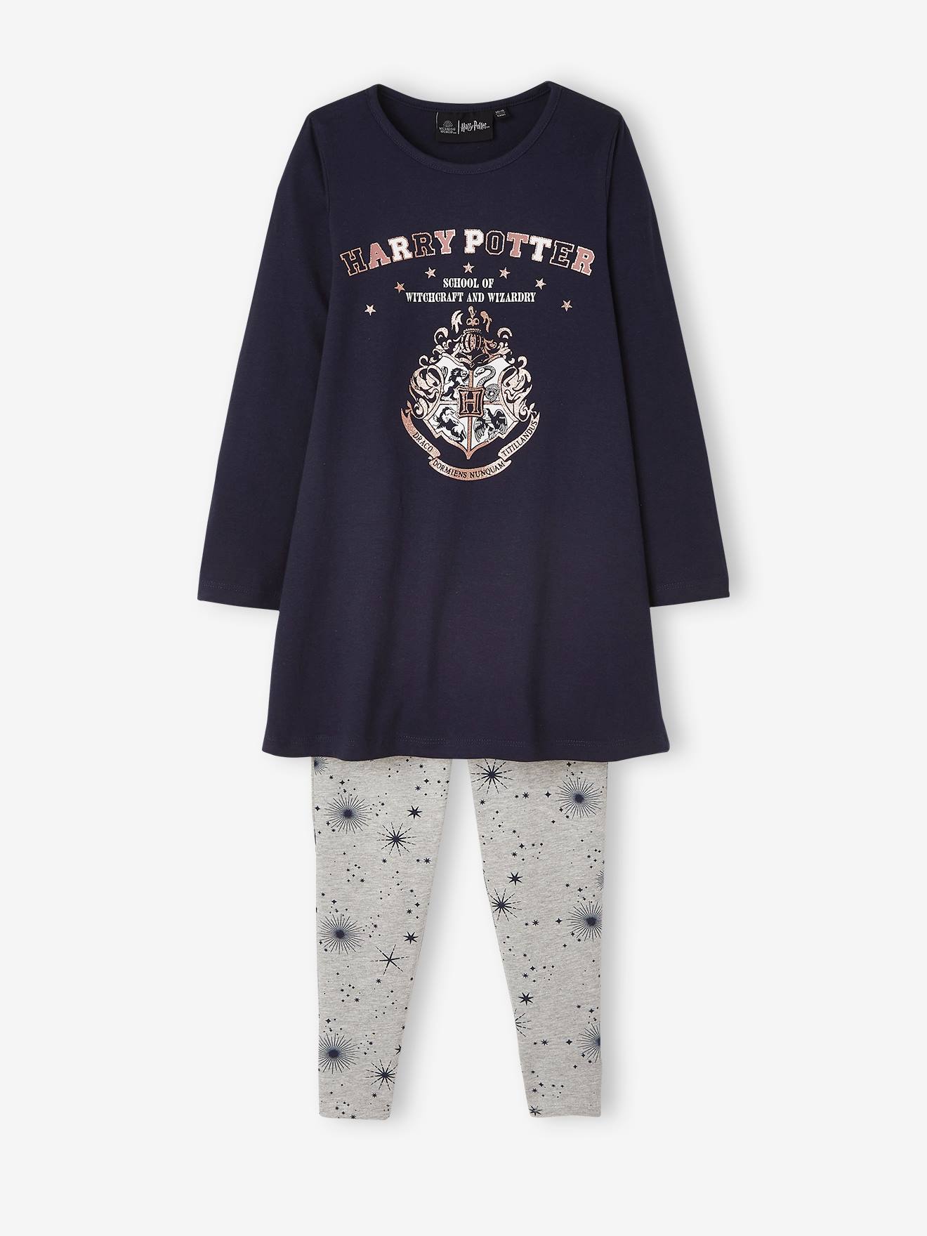 Meisjesset nachthemd + legging Harry Potter marineblauw