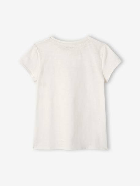 Iriserend gestreept sportshirt voor meisjes ecru+lila+roze (poederkleur) - vertbaudet enfant 