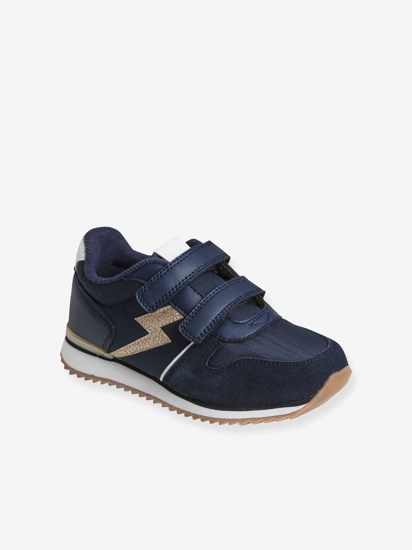 Klittenband sneakers meisje met runningstijl marineblauw