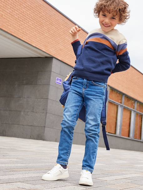 Slim fit jongensjeans Morphologik 'waterless' heupomtrek MEDIUM DENIM DONKERGRIJS+double stone+RUW DENIM+STONE - vertbaudet enfant 