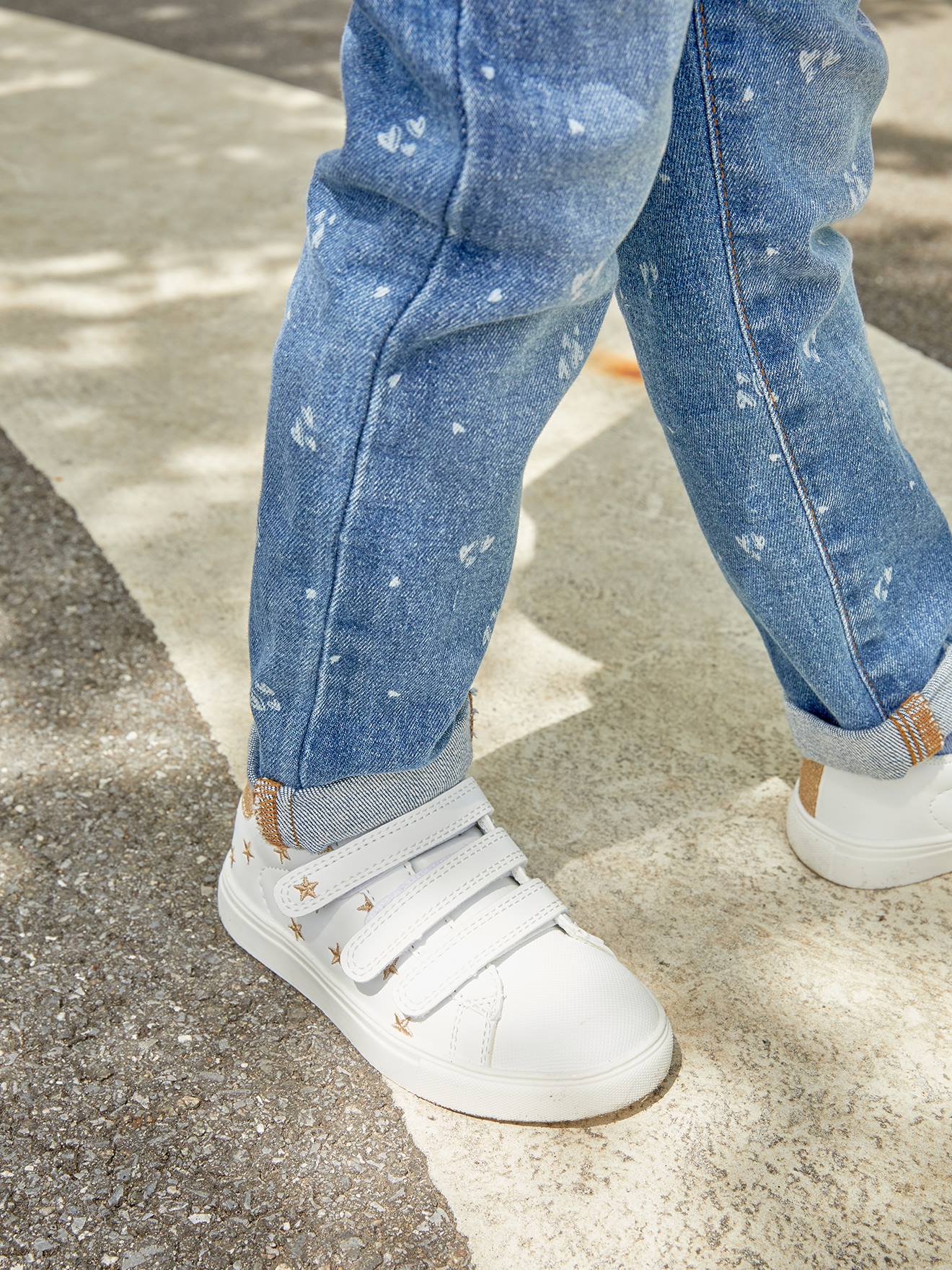 Klittenband sneakers meisje wit met sterretjesprint