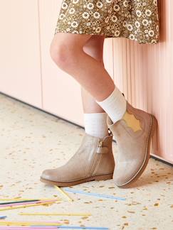 Schoenen-Leren meisjeslaarzen met rits en elastiek