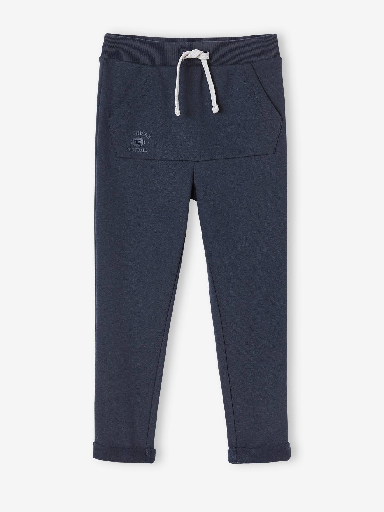 Joggingbroek voor jongens met grote voorzakken leisteenblauw