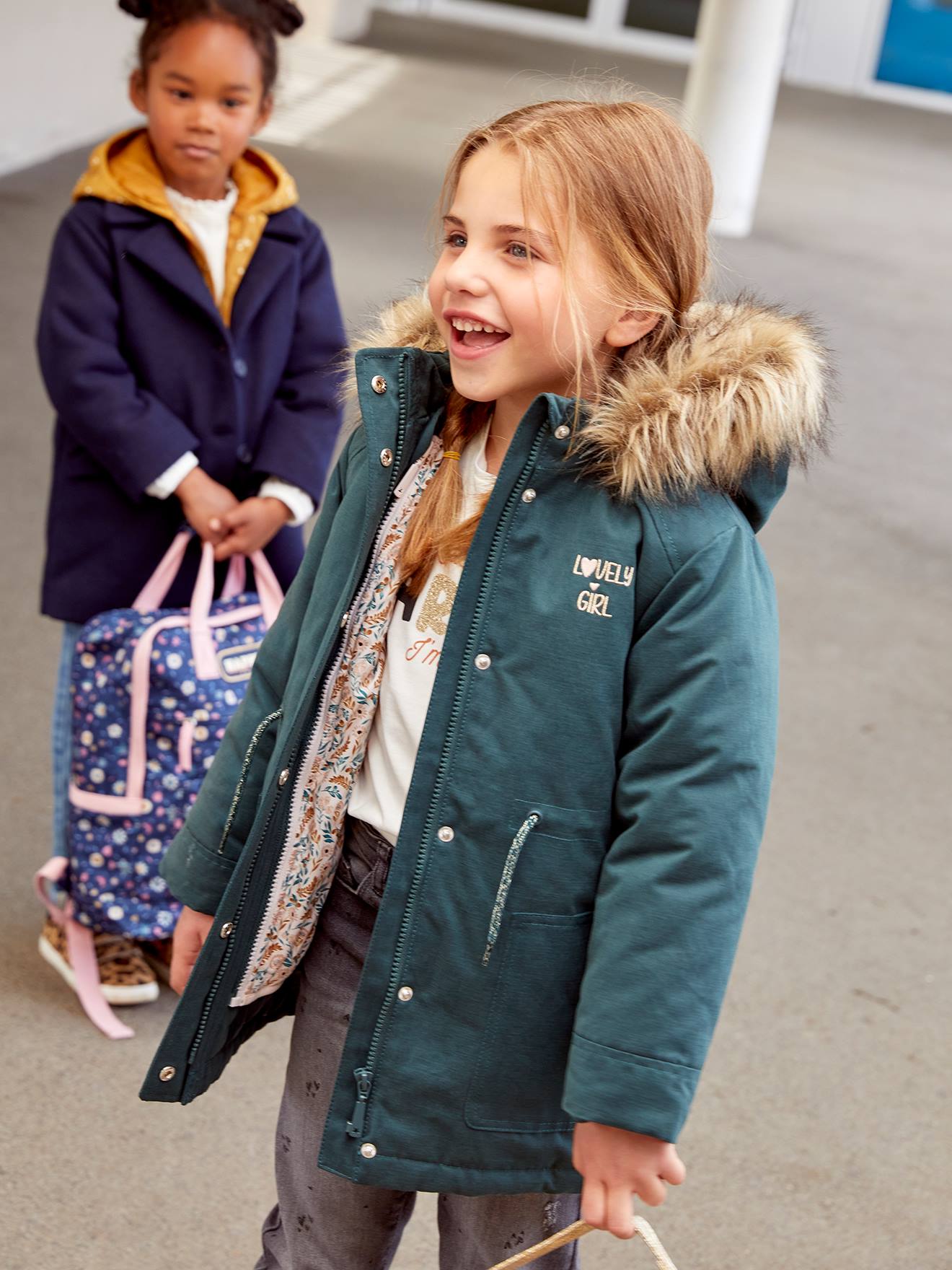 3-in-1 parka met capuchon meisje dark green