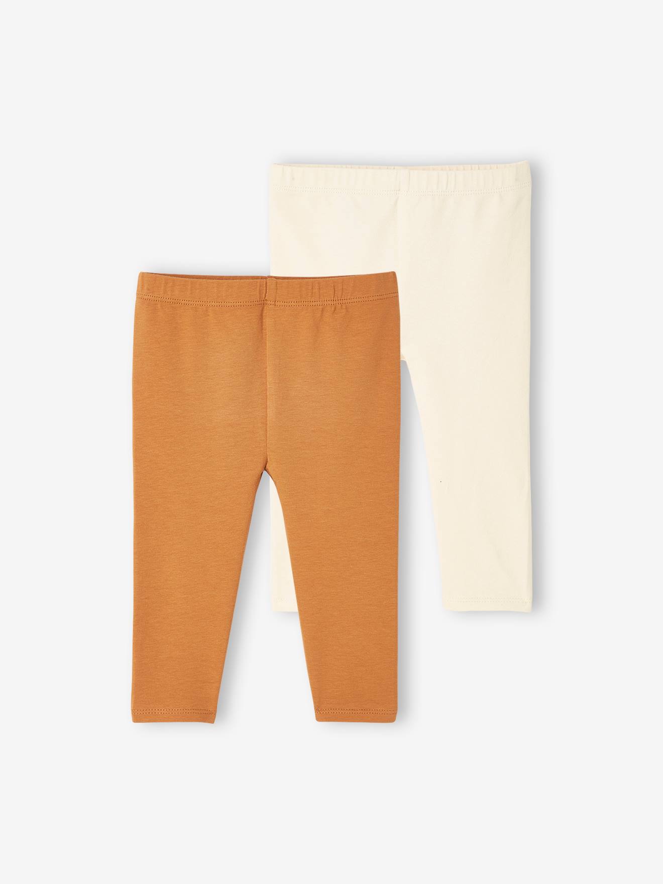 Set van 2 lange baby-leggings meisje set oranjegrijs