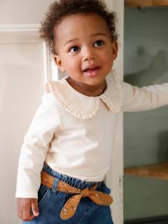 -Baby T-shirt met lange mouwen en claudinekraag