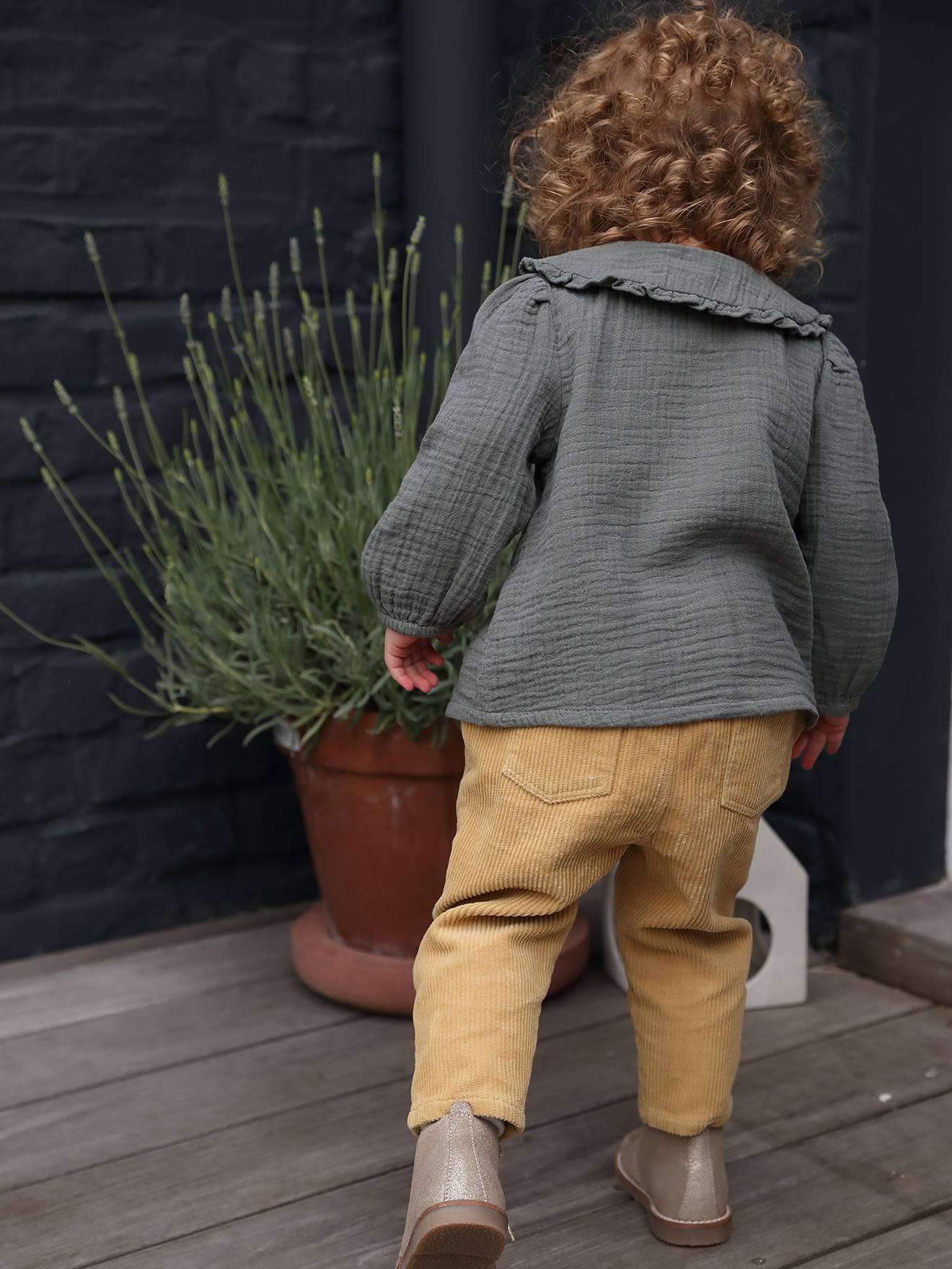 Corduroy babybroek mosterdgeel