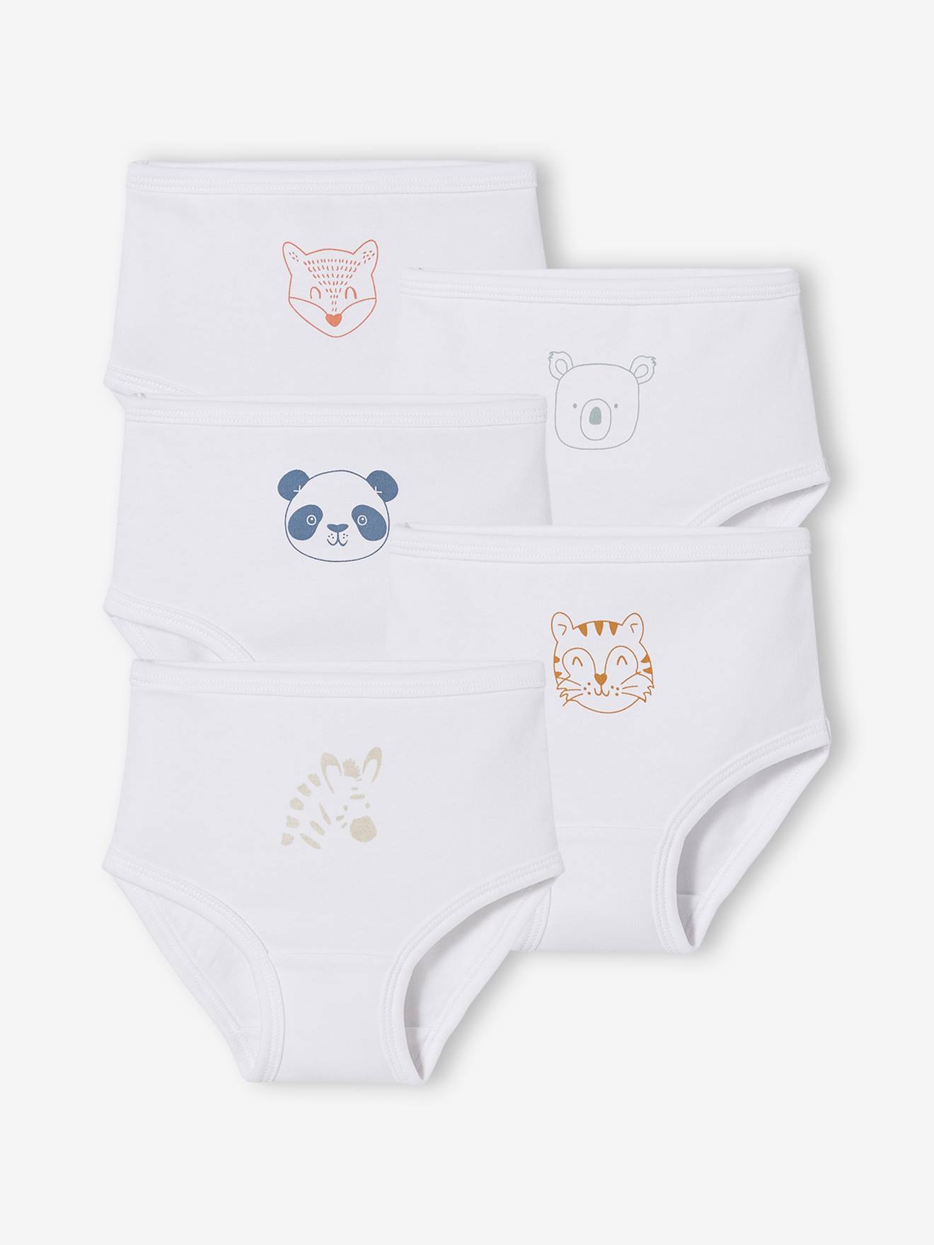 Set van 5 zuiver katoenen babybroekjes voor luiers set wit