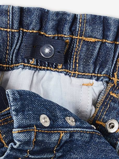 Paperbag jeans met bloemenriem voor meisjes denimgrijs+onbewerkt denim+stone - vertbaudet enfant 