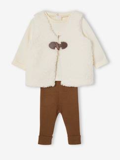 Baby-Babyset-3-delige babyset: nepbonten vest, shirt en legging