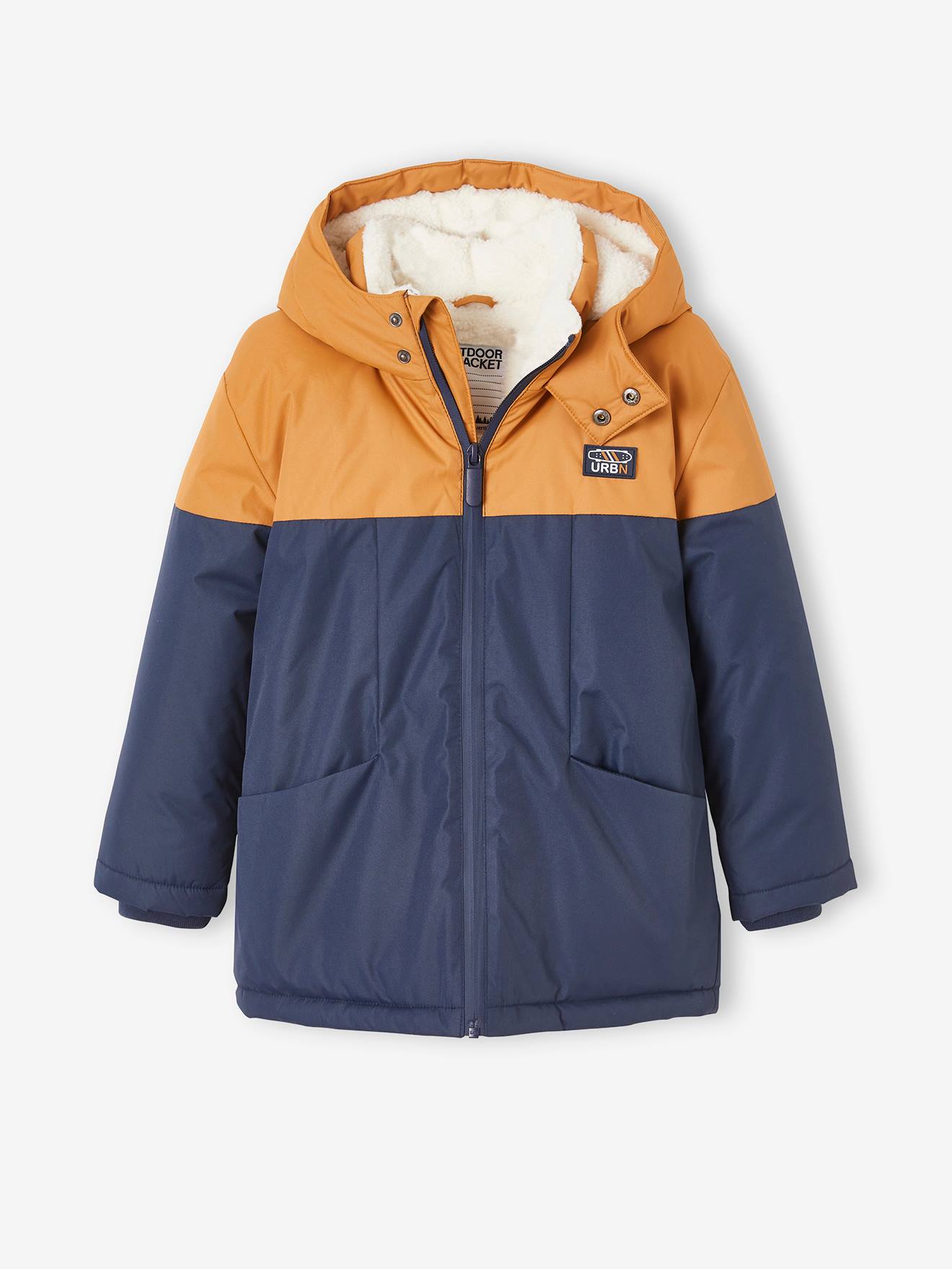 Technische parka met capuchon jongen ketelbruin