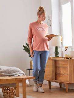 Zwangerschapskleding-Fleece sweatshirt met tekst over zwangerschap en borstvoeding