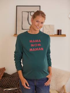 Zwangerschapskleding-Fleece sweatshirt met tekst over zwangerschap en borstvoeding