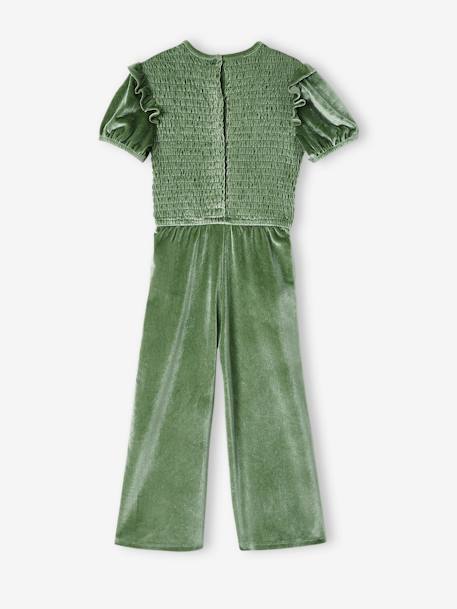 Jumpsuit met fluwelen smokwerk en glitters voor meisjes saliegroen - vertbaudet enfant 