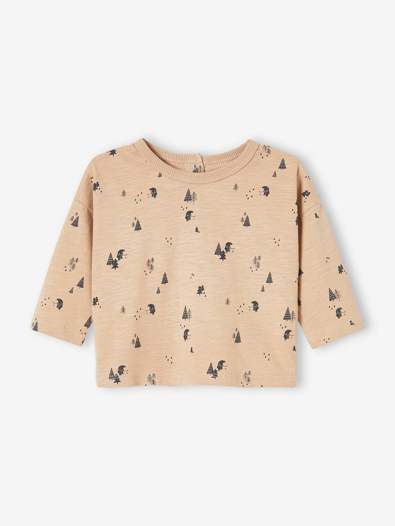 Baby-t-shirt met dennenboomprint beige