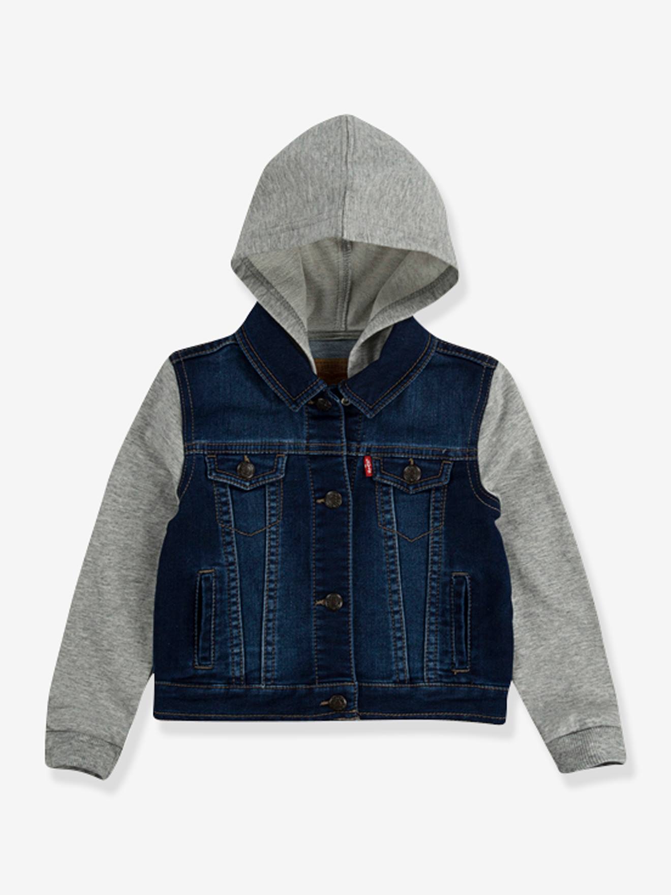Jas in twee materialen met capuchon Levi'sยจ jeansblauw