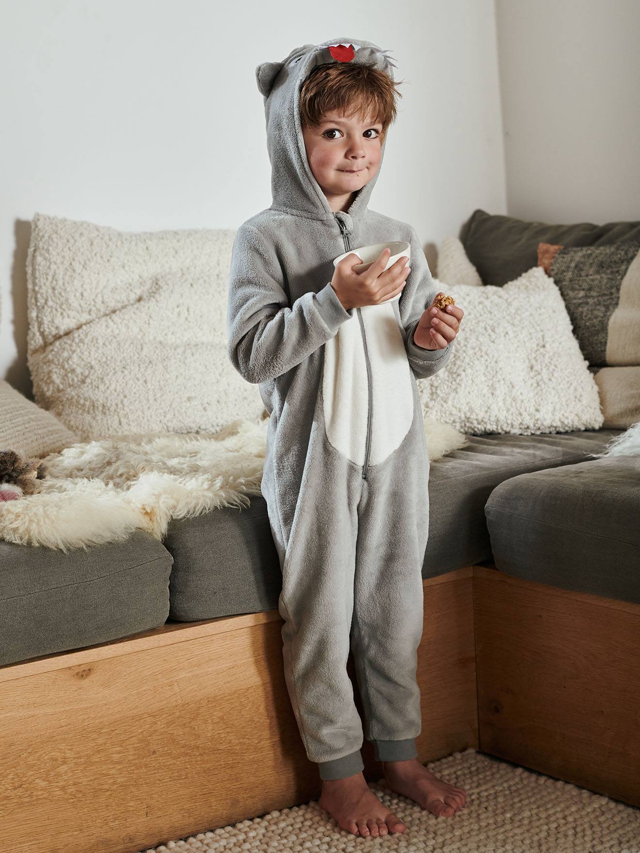 Pyjamapakje voor jongens wolf lichtgrijs